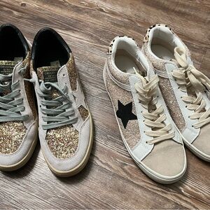 Vintage Havana Glitter and Star Sneakers - Gold and Black